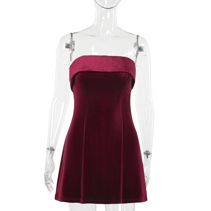 Damen Bustier Minikleid aus weichem Samt W&W Mode