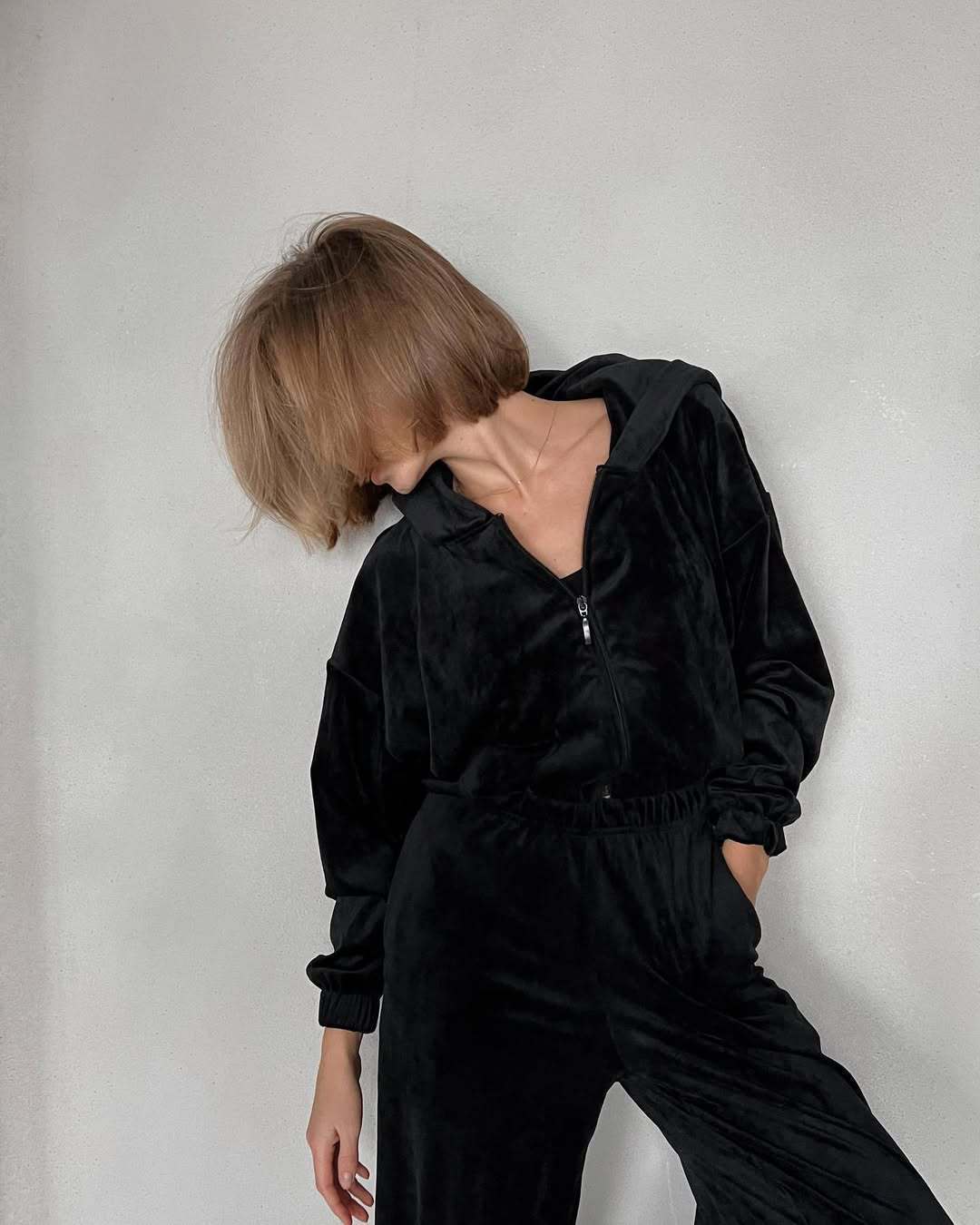 Damen Sportliches Velvet Loungewear-Set WW