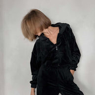 Damen Sportliches Velvet Loungewear-Set WW