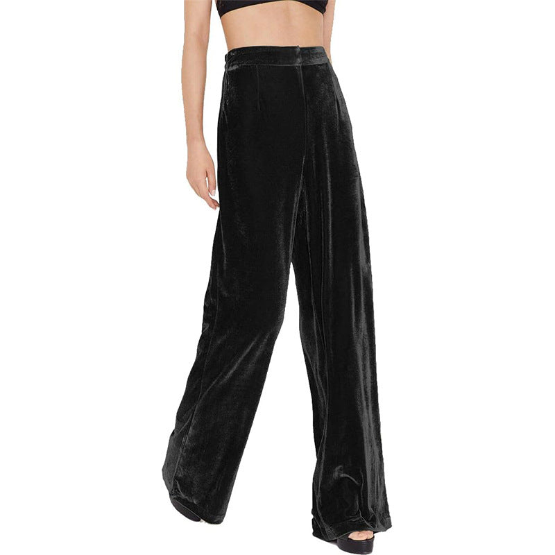 Damen elegante Samtweite Hose mit weitem Bein WW
