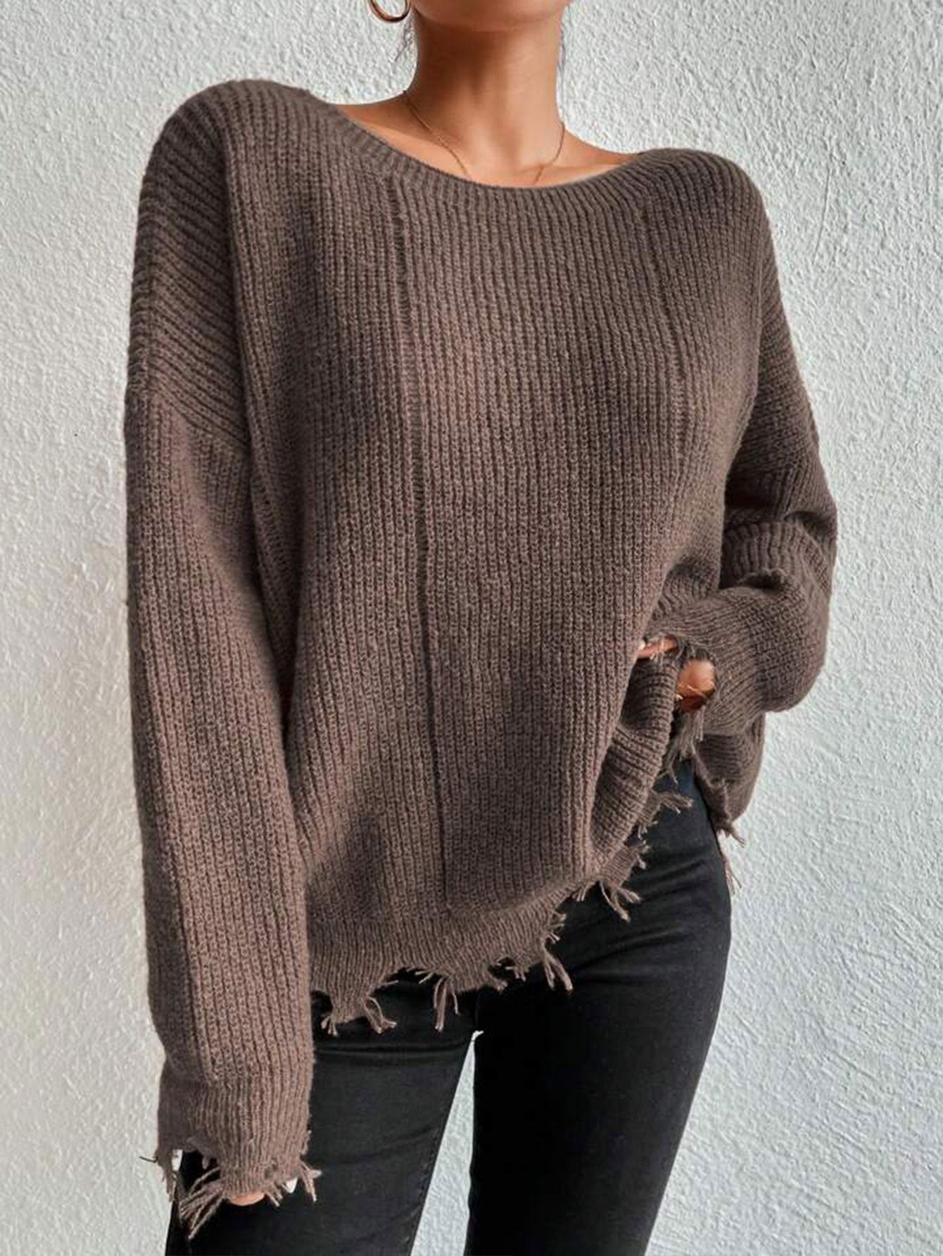 Damen Baumwollpullover mit lässigem Oversized-Schnitt WW