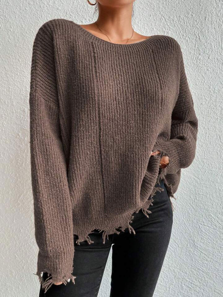 Damen Baumwollpullover mit lässigem Oversized-Schnitt WW