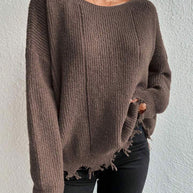 Damen Baumwollpullover mit lässigem Oversized-Schnitt WW