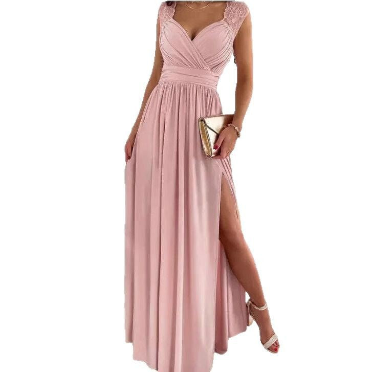 Damen Abendkleid mit tiefem Ausschnitt und Schlitz WW