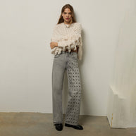 Damen Relaxed Fit Jeans mit modischen Nietenapplikationen WW