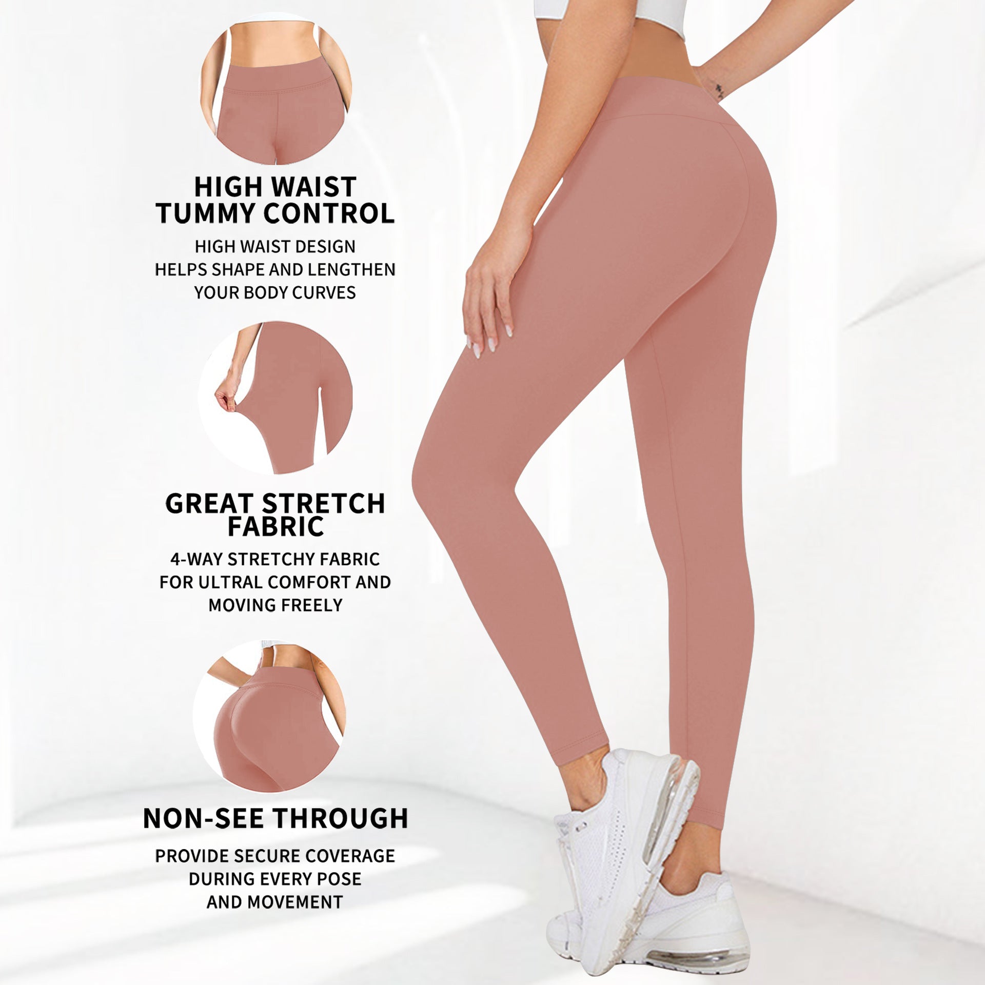 Damen Sportleggins mit hohem Bund und formendem Effekt WW