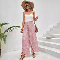 Damen weite Sommerhose mit elastischem Bund und floralem Design WW