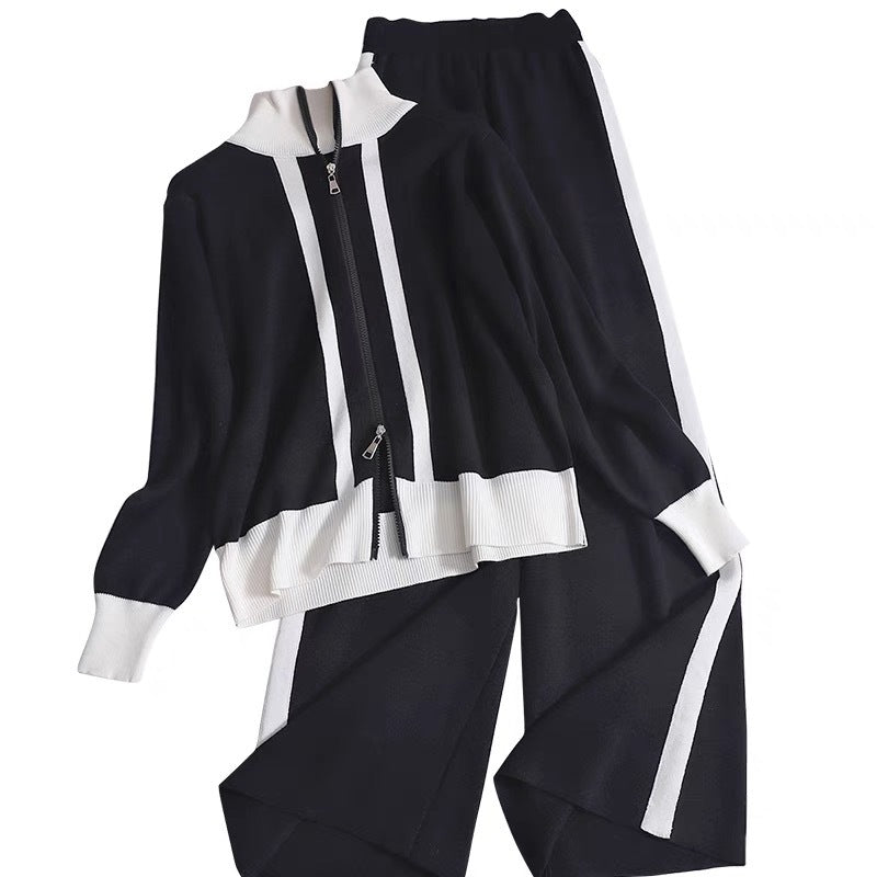 Damen Sportliches Strickensemble mit Reißverschluss WW