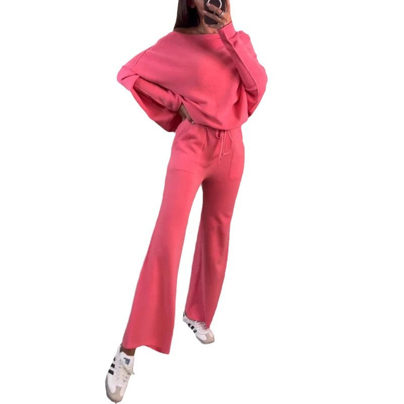 Damen bequeme Loungewear aus weichem Strickmaterial mit weitem Schnitt WW