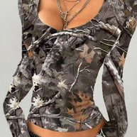 Damen Langarmshirt mit camouflagemuster WW