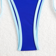Damen Triangel-Bikini-Set mit verstellbaren Schleifen und kontrastierenden Akzenten WW