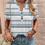 Damen lässiges kurzärmliges Blusenshirt mit verspieltem Paisleymuster und modernen Knopfdetails WW