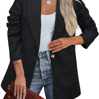 WW | Doppelreihiger Blazer mit Gerafften Ärmeln und Taschen