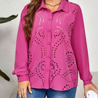 Damen Bluse mit einzigartigem Lochmuster und eleganten Details WW