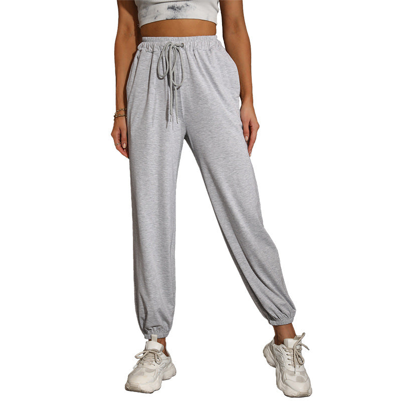 Damen lässige Jogginghose mit elastischem Bund und modernem Kordelzug WW