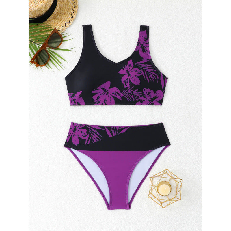 Damen Sportlicher Bikini mit Blumenmuster WW