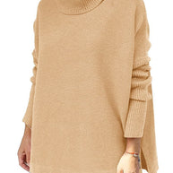 Damen Großer Rollkragenpullover mit strukturiertem Strickmuster und lässigem Schnitt WW