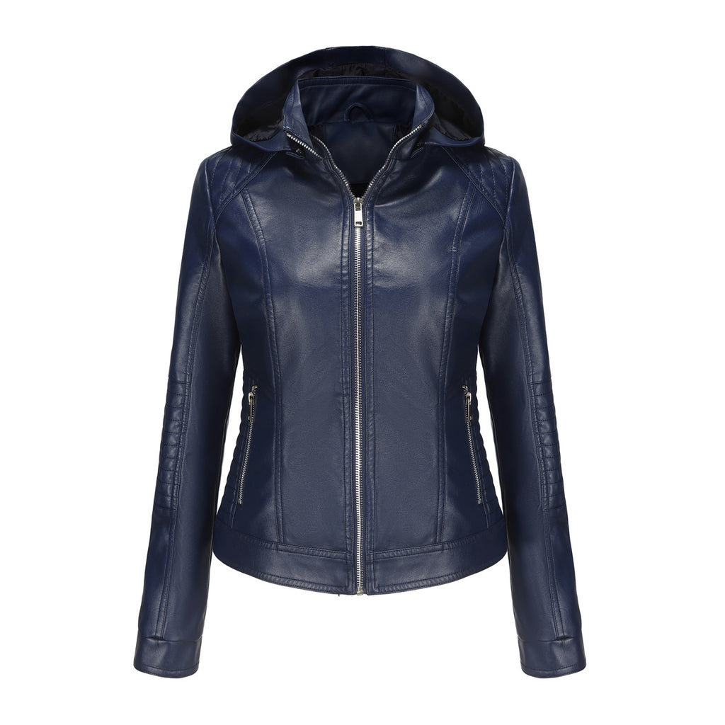 Damen Kapuzenjacke aus hochwertigem Kunstleder WW