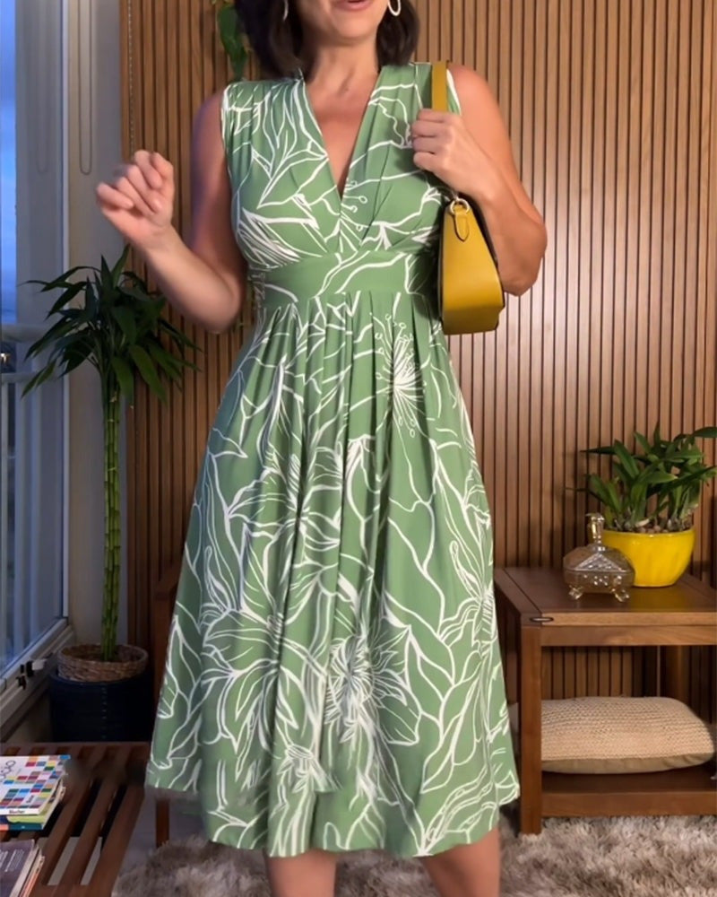 Damen Floral geschnittenes Wickelkleid mit tiefem V-Ausschnitt W&W Mode