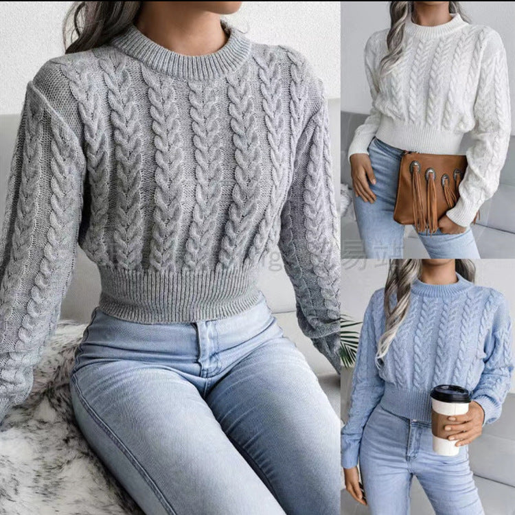 Damen Strickpullover mit strukturierter Zopfdesign und taillierter Silhouette WW