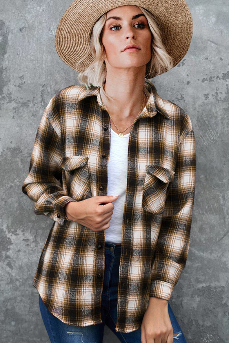 Damen Karo-Hemdjacke aus weichem Flanell mit praktischen Taschen W&W Mode