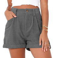 Damen bequeme High-Waist Shorts aus strukturiertem Baumwollmix WW