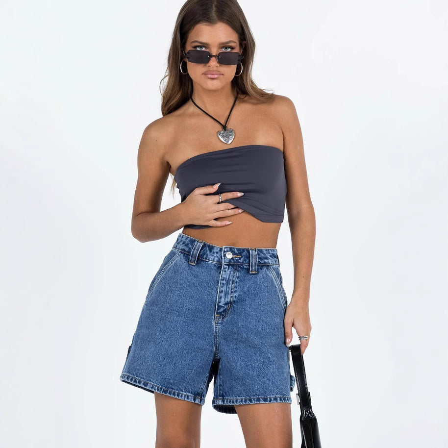 Damen High-Waisted Denim Shorts mit lässigem Schnitt WW