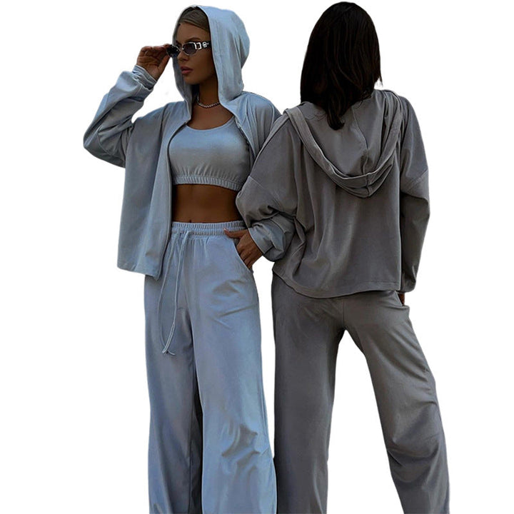 Damen Sportliches Lounge-Set mit lässigem Hoodie und elastischen Hosen W&W Mode