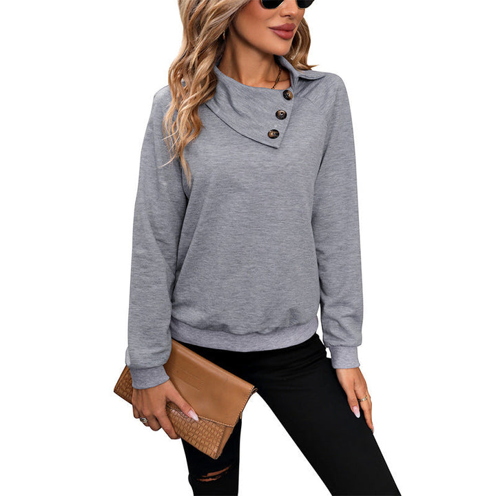 Bequemes Langarm Damen Sweatshirt mit Kragen W&W Mode