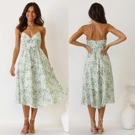 Damen Midikleid mit floralem Muster und verstellbaren Spaghettiträgern WW