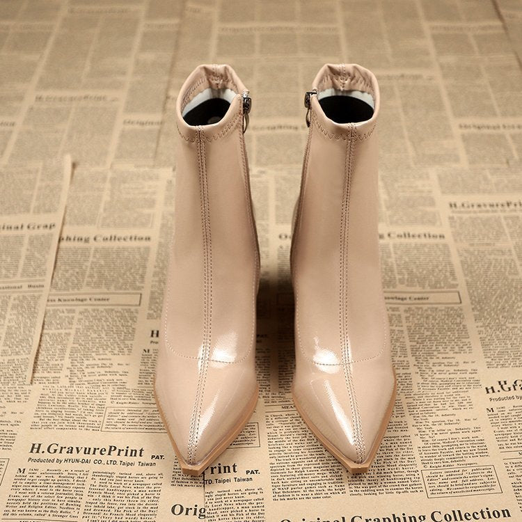 W&W Mode | Lackleder Stiefeletten Mit Blockabsatz
