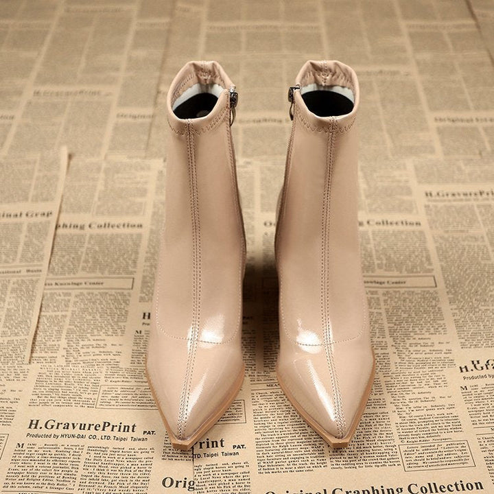 W&W Mode | Lackleder Stiefeletten Mit Blockabsatz