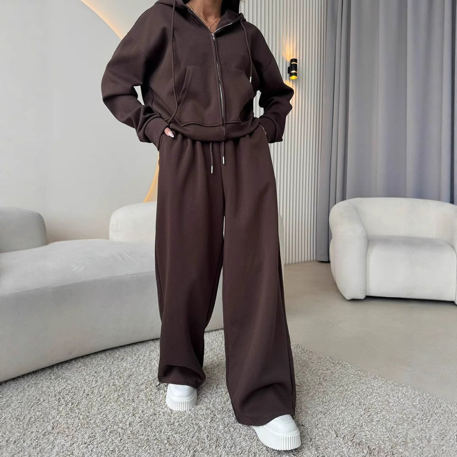 Damen bequemer und eleganter Hoodie mit weiten Hosen WW