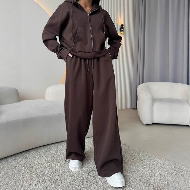 Damen bequemer und eleganter Hoodie mit weiten Hosen WW