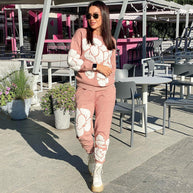 Damen Strickanzug mit floralen Designs WW