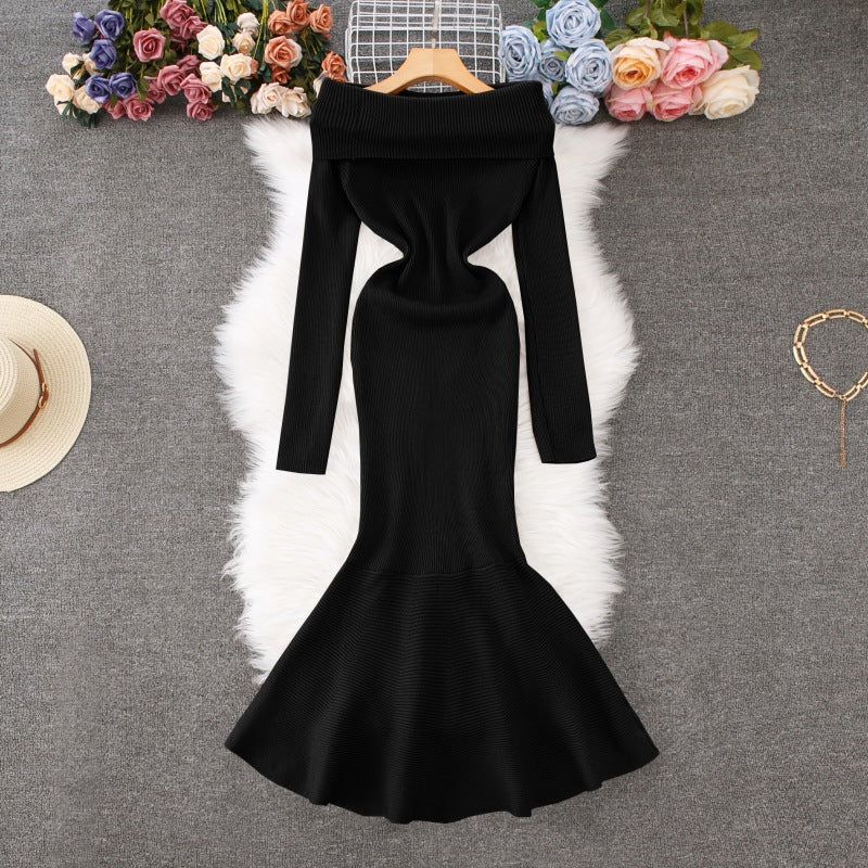 Damen Off-Shoulder Meerjungfrau Stil Maxi Kleid WW