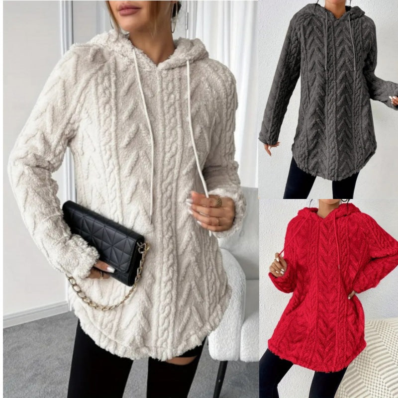 Damen bequemer Kapuzenpullover mit strukturiertem Design WW