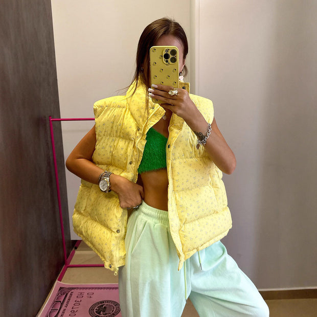 Damen Steppweste mit modischem Kragen und praktischen Taschen WW