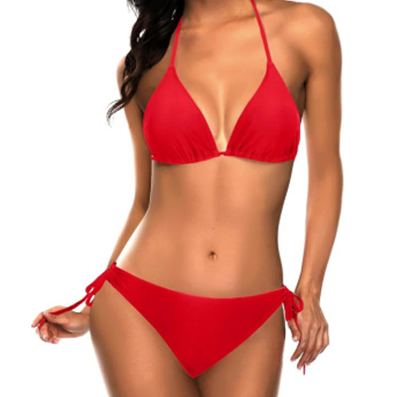 Damen Triangel-Bikini-Set mit verstellbaren Trägern und minimalistischem Design WW