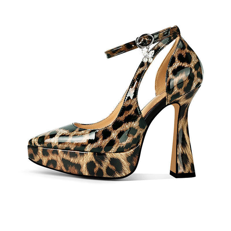 Damen Stiletto High-Heeled Platform Pumps mit Knöchelriemen Detail WW