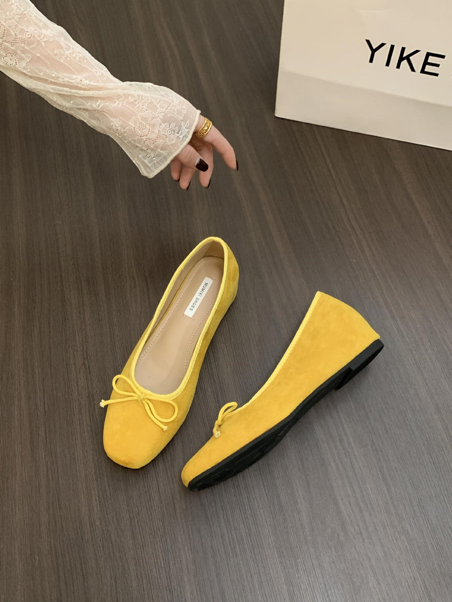 Damen Ballerinas mit zierlichem Schleifendetail und samtiger Oberflächenstruktur WW