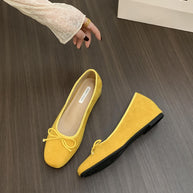 Damen Ballerinas mit zierlichem Schleifendetail und samtiger Oberflächenstruktur WW