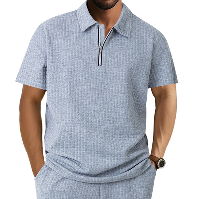 Herren Polo-Shirt mit innovativem Strukturdesign und halbem Reißverschluss WW