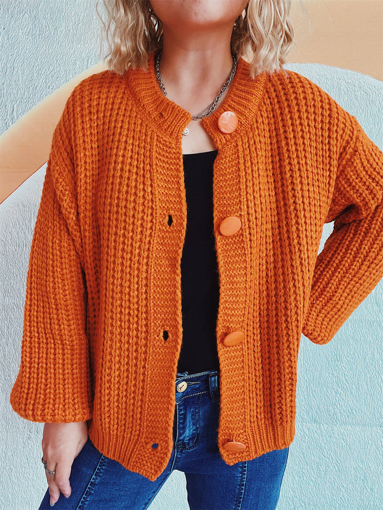 WW Große runde Knopf verkürzte Strickjacke