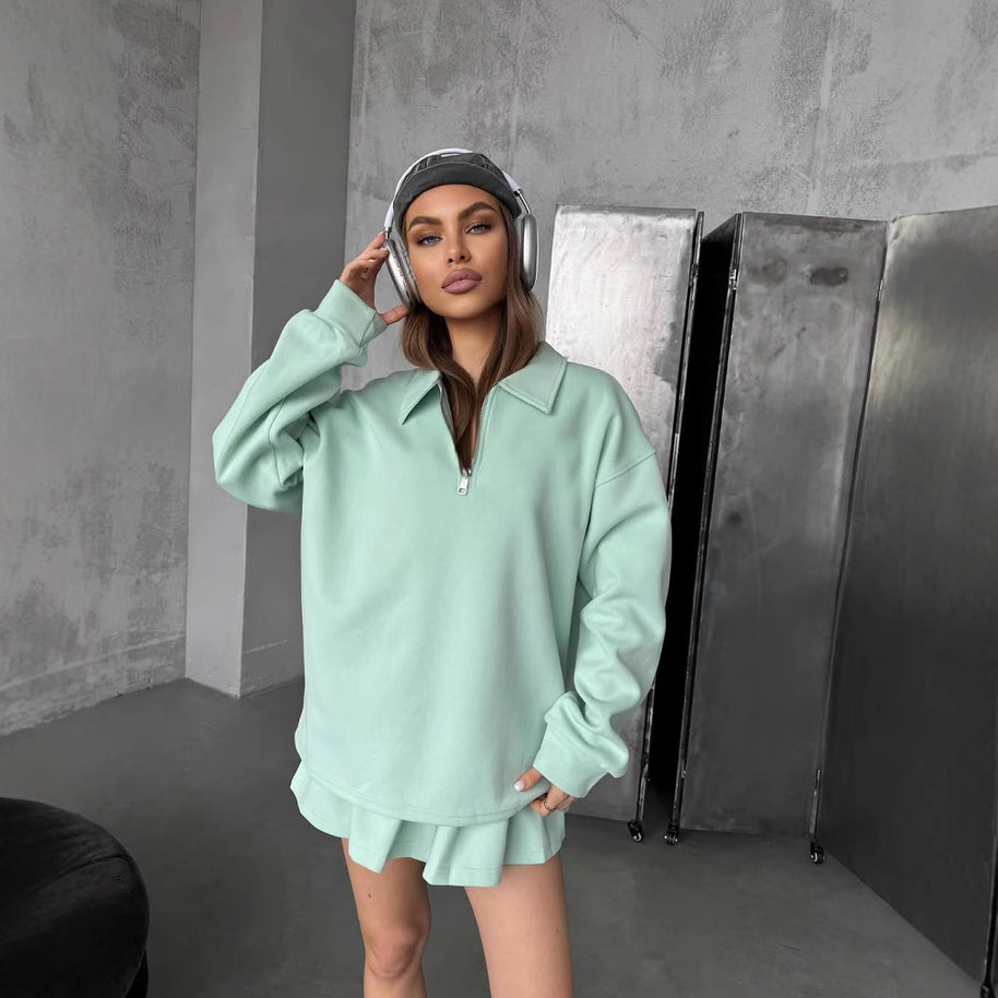 Damen sportlicher Pullover mit Reißverschluss WW