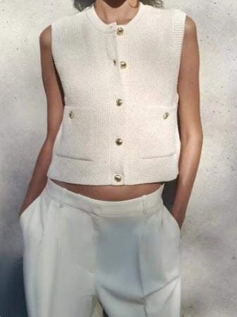 Damen Strickjacke mit Knopfdetails und dekorativen Taschen WW