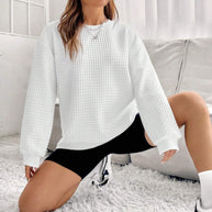 Damen bequemer Oversized Pullover mit strukturiertem Design WW