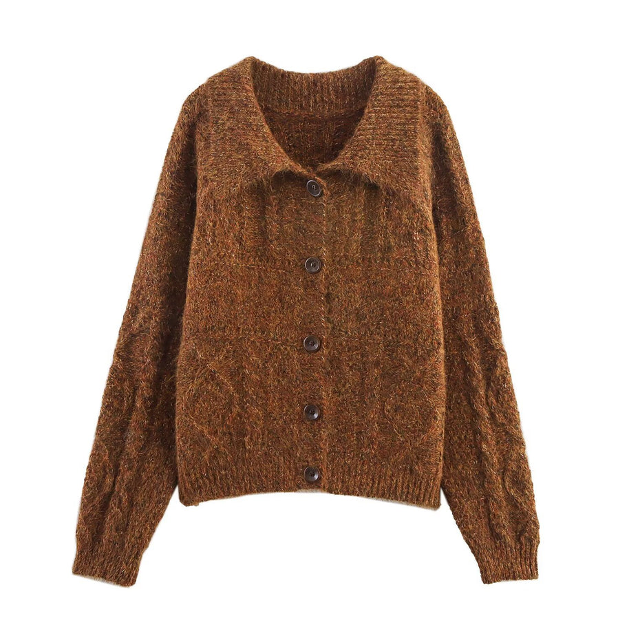 Damen Strickjacke mit schickem, weichem Stoff und dekorativen Knöpfen WW