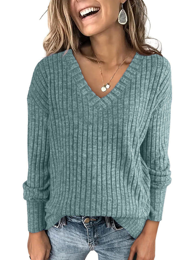 Damen Pulli mit schrägem Kragen und dekorativen Knöpfen WW
