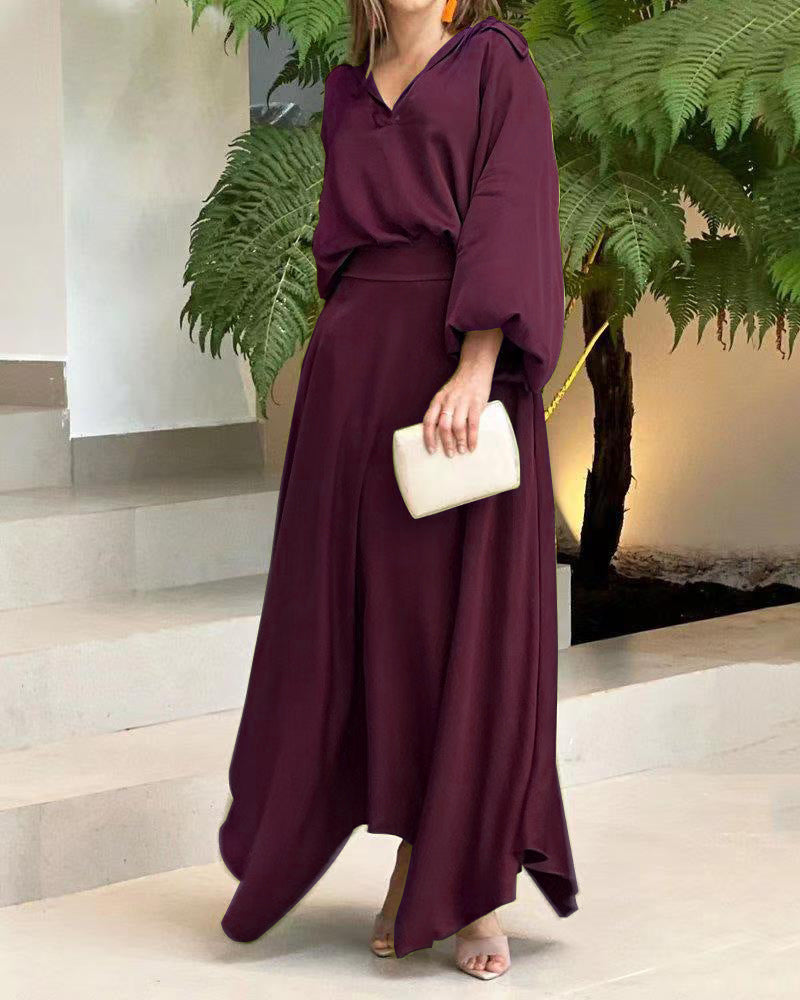 Damen Maxikleid mit weitem Schnitt und eleganten Ärmeln WW